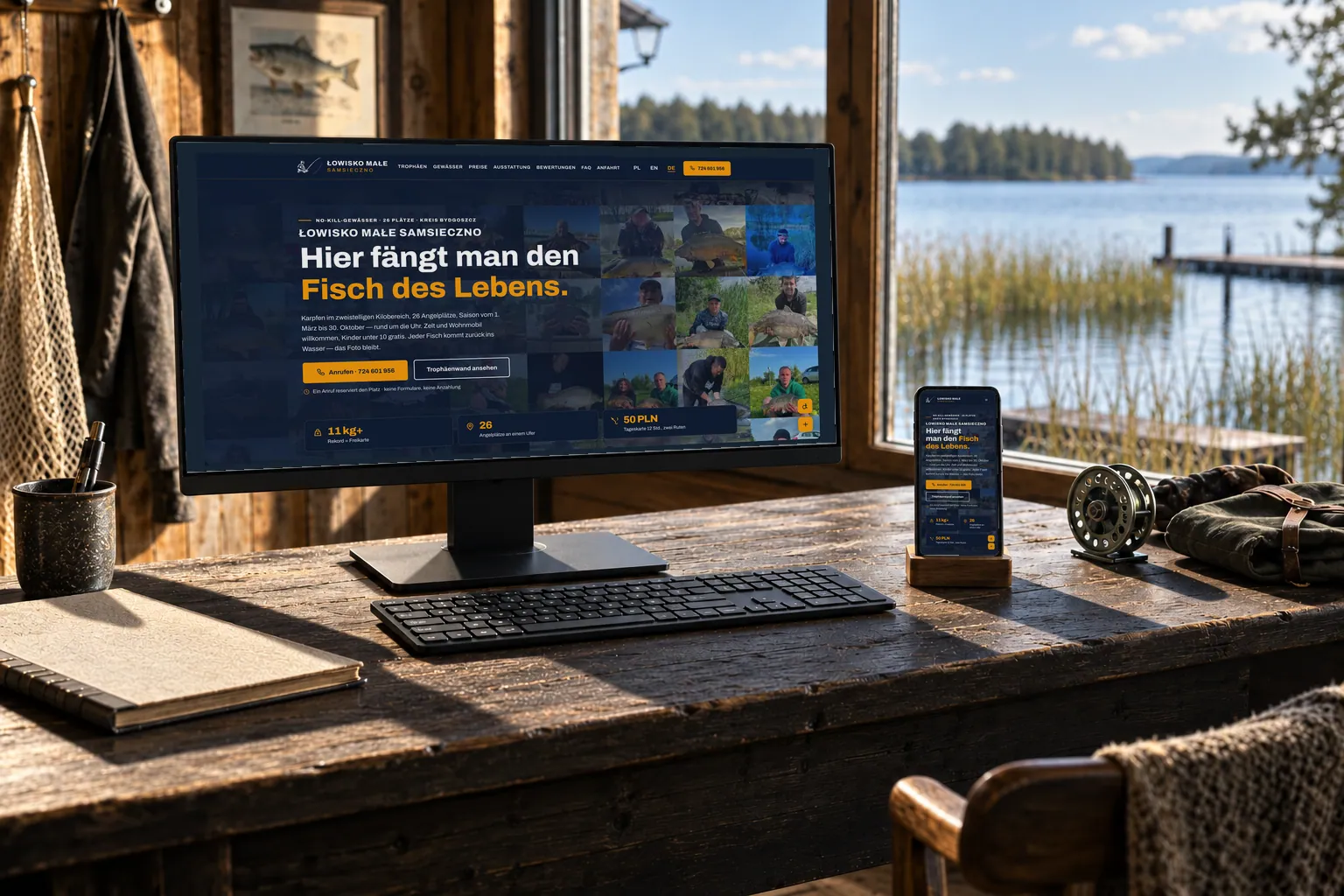 NajlepszeLowisko — webbplatsen på en skärm och i mobilen